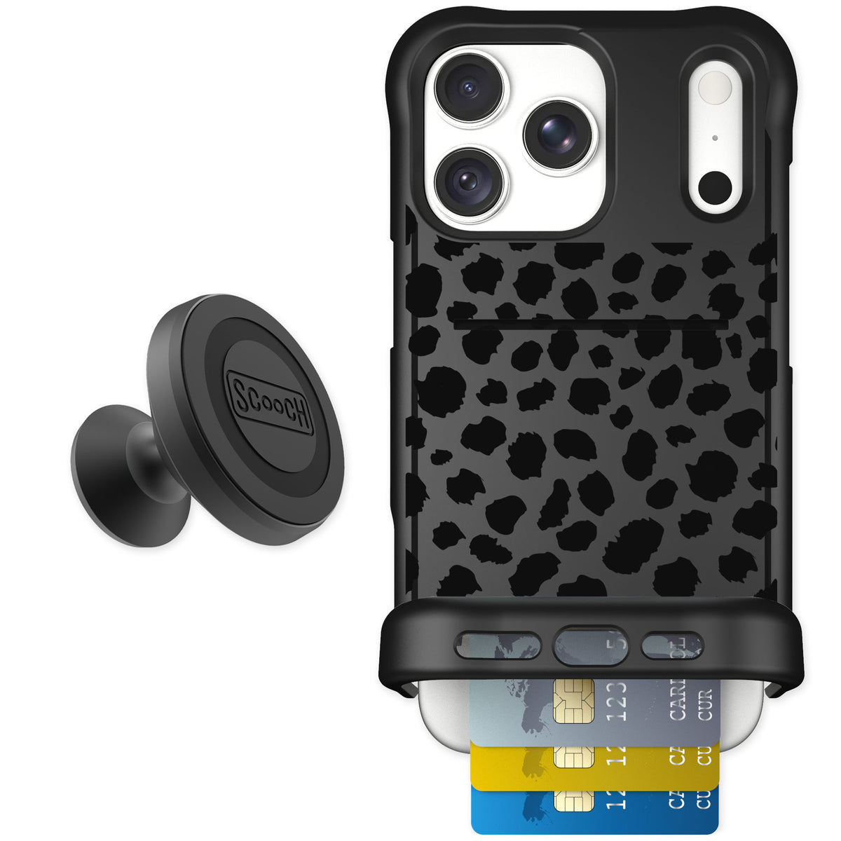 Scooch Wingmate Black Leopard for iPhone 18 Pro Max β Starter Bundle