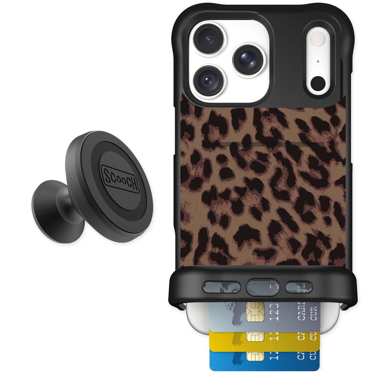 Scooch Wingmate Luxe Leopard for iPhone 18 Pro Max — Starter Bundle
