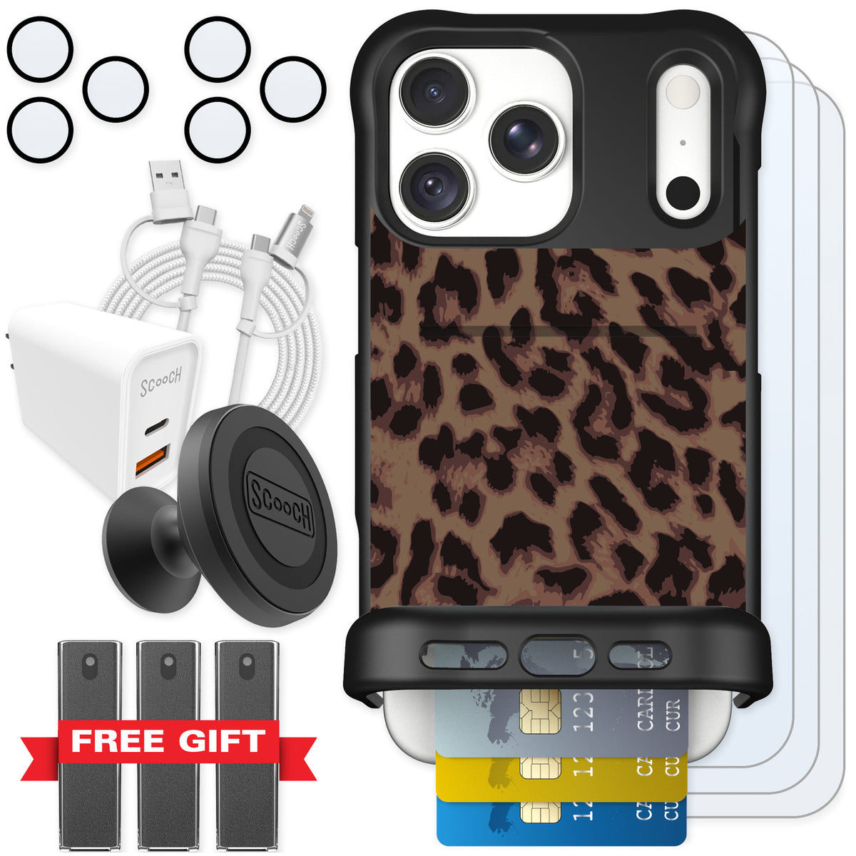 Scooch Wingmate Luxe Leopard for iPhone 18 Pro Max — Ultimate Bundle