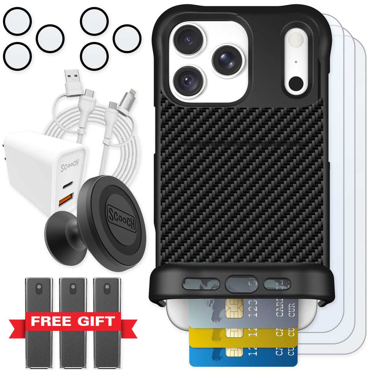 Scooch Wingmate Carbon Fiber for iPhone 18 Pro Max — Ultimate Bundle