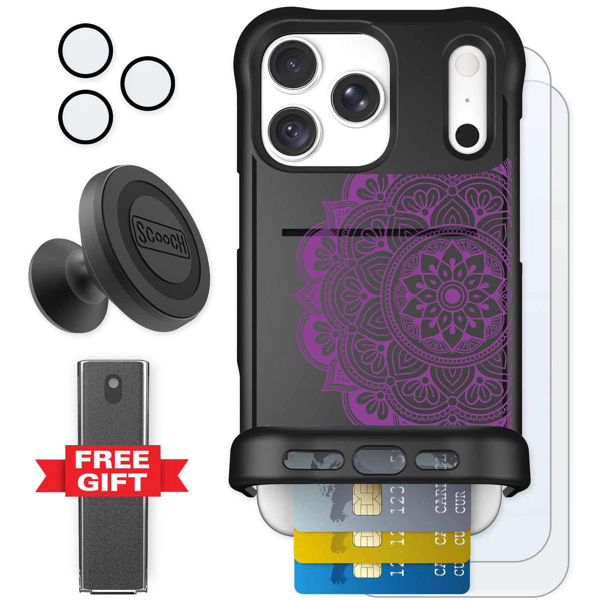 Scooch Wingmate Mandala Dreams for iPhone 18 Pro Max — Defender Bundle