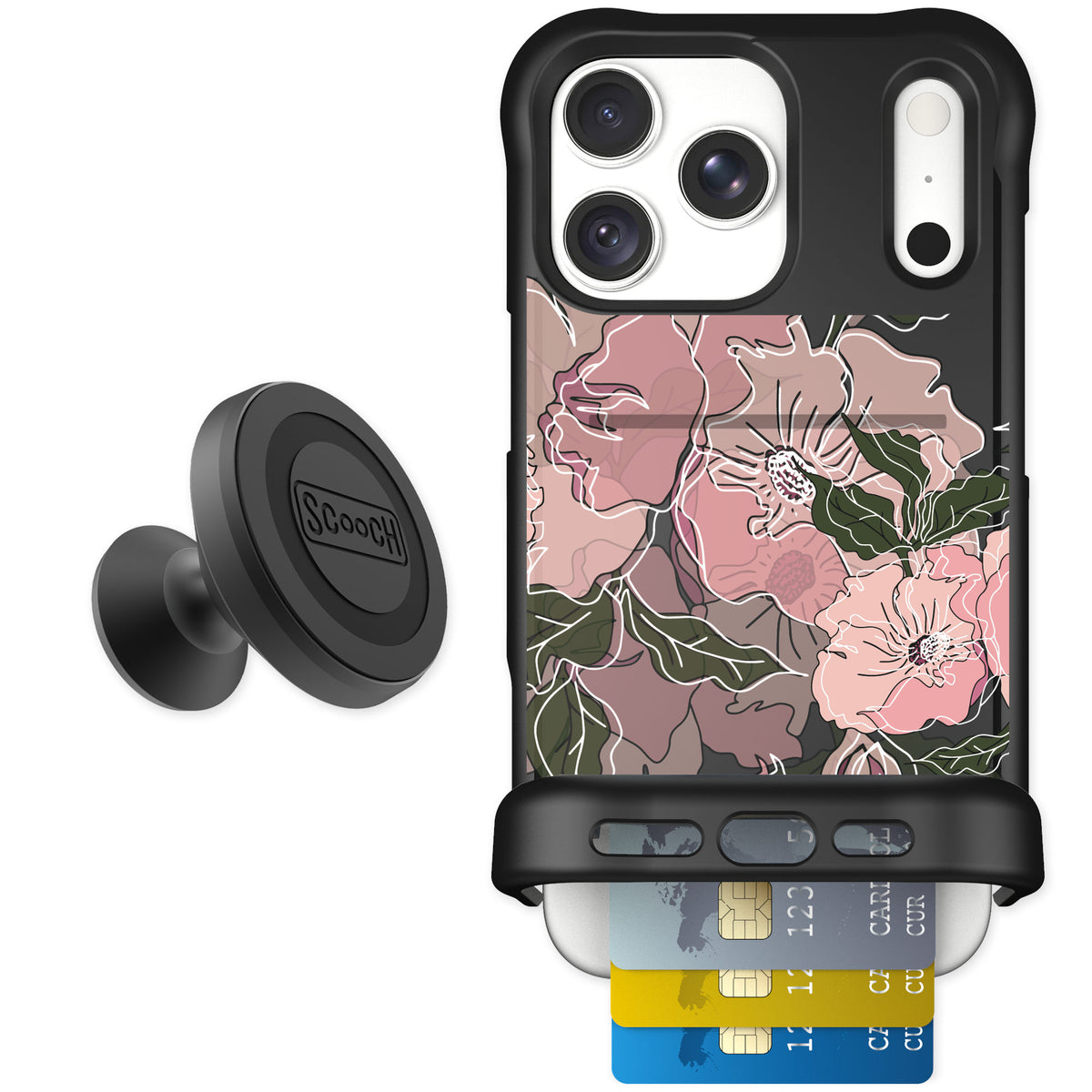 Scooch Wingmate Blush Botanical for iPhone 18 Pro Max — Starter Bundle