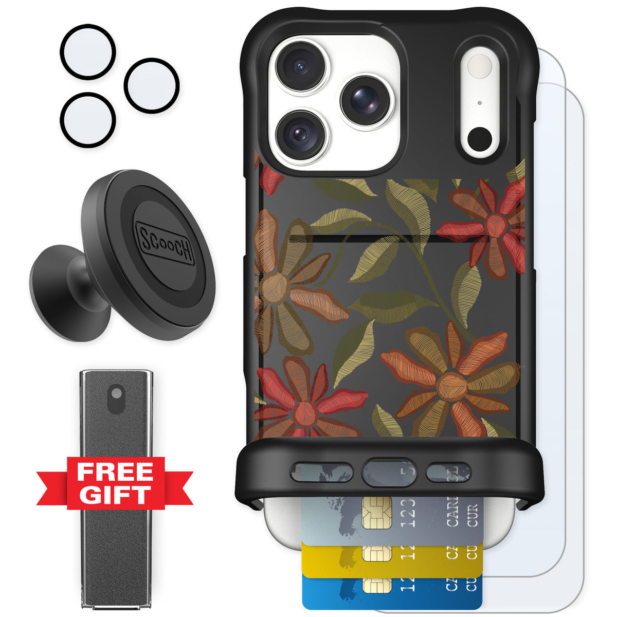Scooch Wingmate Floral Tapestry for iPhone 18 Pro Max — Defender Bundle