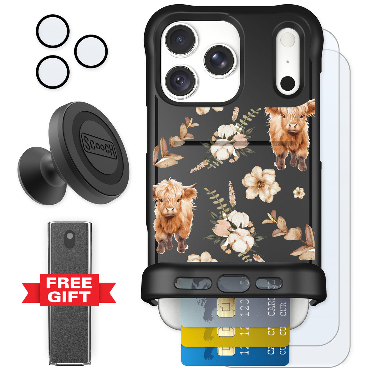 Scooch Wingmate Baby Cow for iPhone 18 Pro Max β Defender Bundle