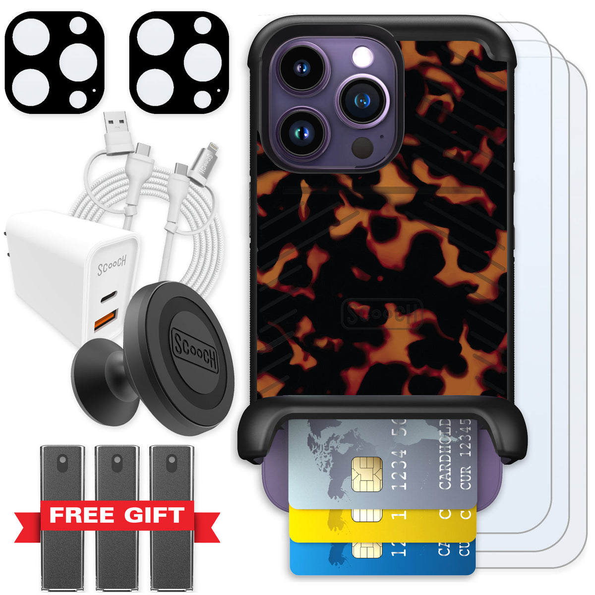 Scooch Wingmate Tortoise Shell for iPhone 14 Pro — Ultimate Bundle