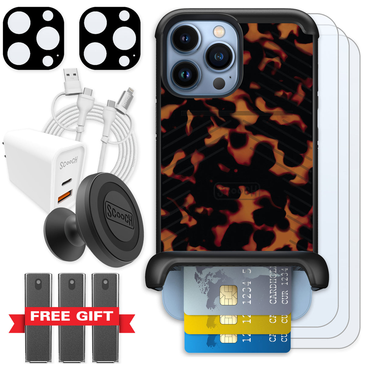 Scooch Wingmate Tortoise Shell for iPhone 13 Pro Max — Ultimate Bundle
