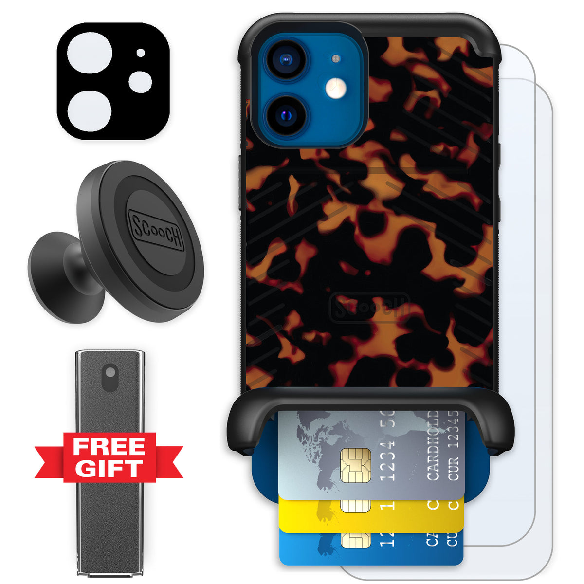 Scooch Wingmate Tortoise Shell for iPhone 12 — Defender Bundle