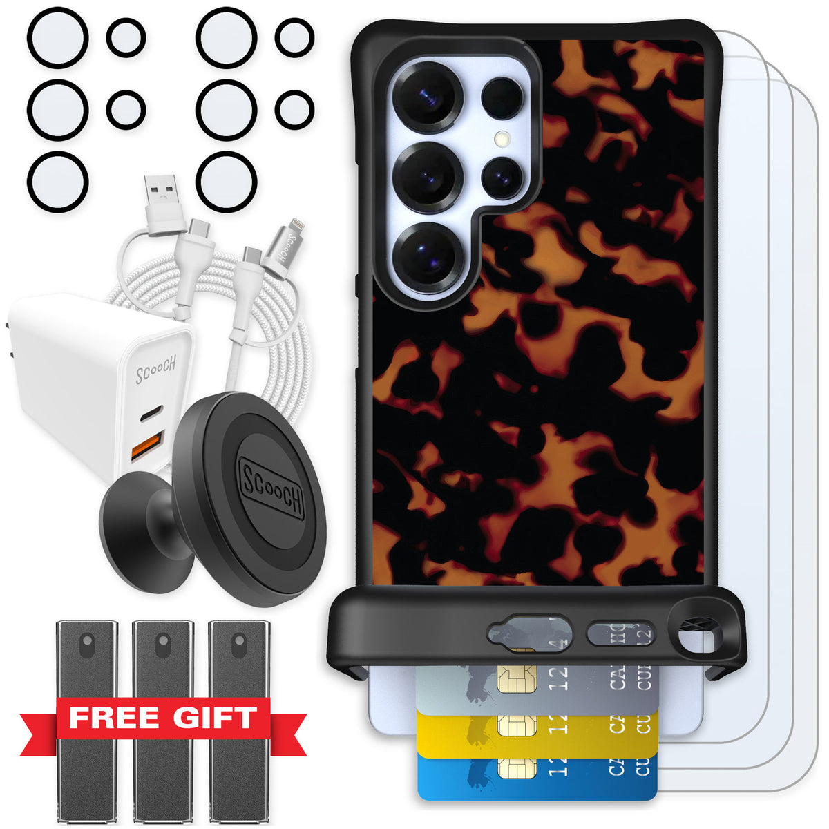 Scooch Wingmate Tortoise Shell for Galaxy S25 Ultra — Ultimate Bundle