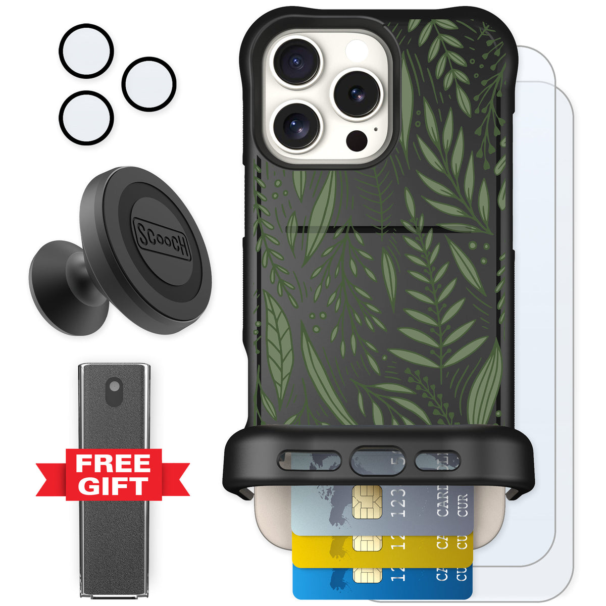 Scooch Wingmate Willow Garden for iPhone 16 Pro Max — Defender Bundle