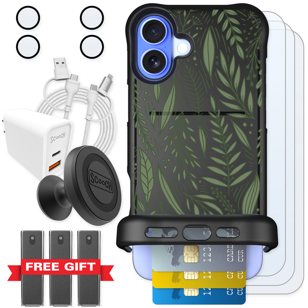 Scooch Wingmate Willow Garden for iPhone 16 Plus — Ultimate Bundle