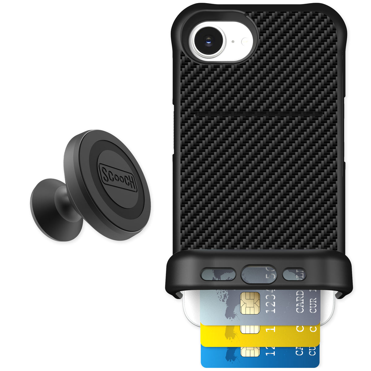 Scooch Wingmate Carbon Fiber for iPhone 17e — Starter Bundle