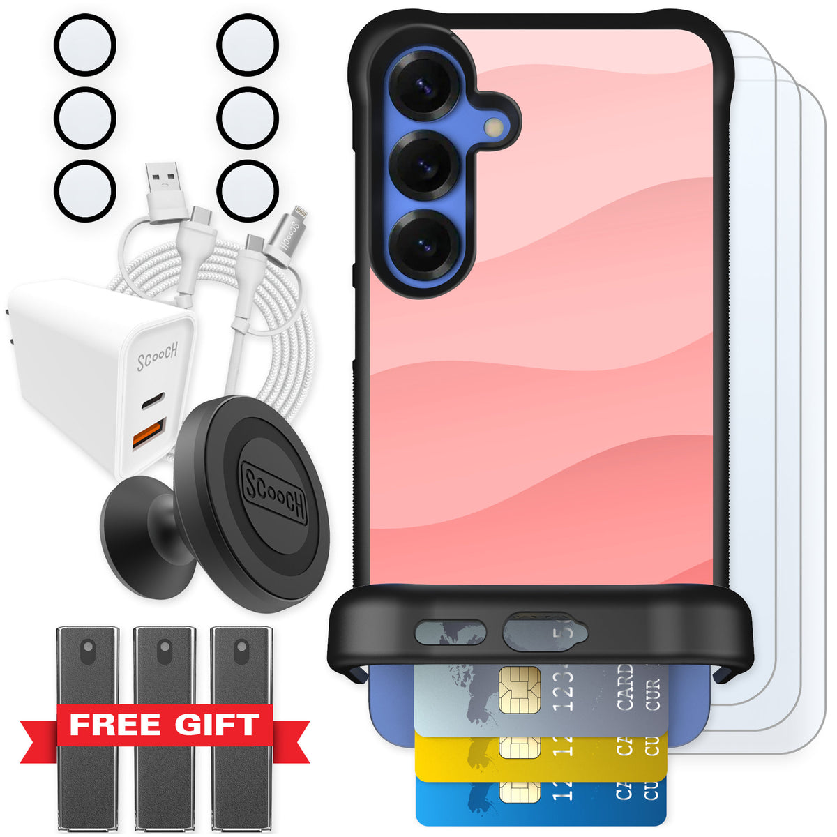 Scooch Wingmate Pink Waves for Galaxy S25+ — Ultimate Bundle