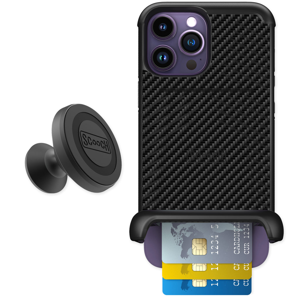 Scooch Wingmate Carbon Fiber for iPhone 14 Pro Max — Starter Bundle