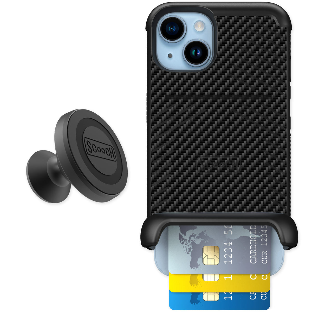 Scooch Wingmate Carbon Fiber for iPhone 14 — Starter Bundle