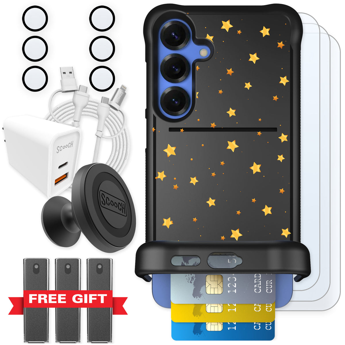 Scooch Wingmate Gold Stars for Galaxy S25+ β Ultimate Bundle