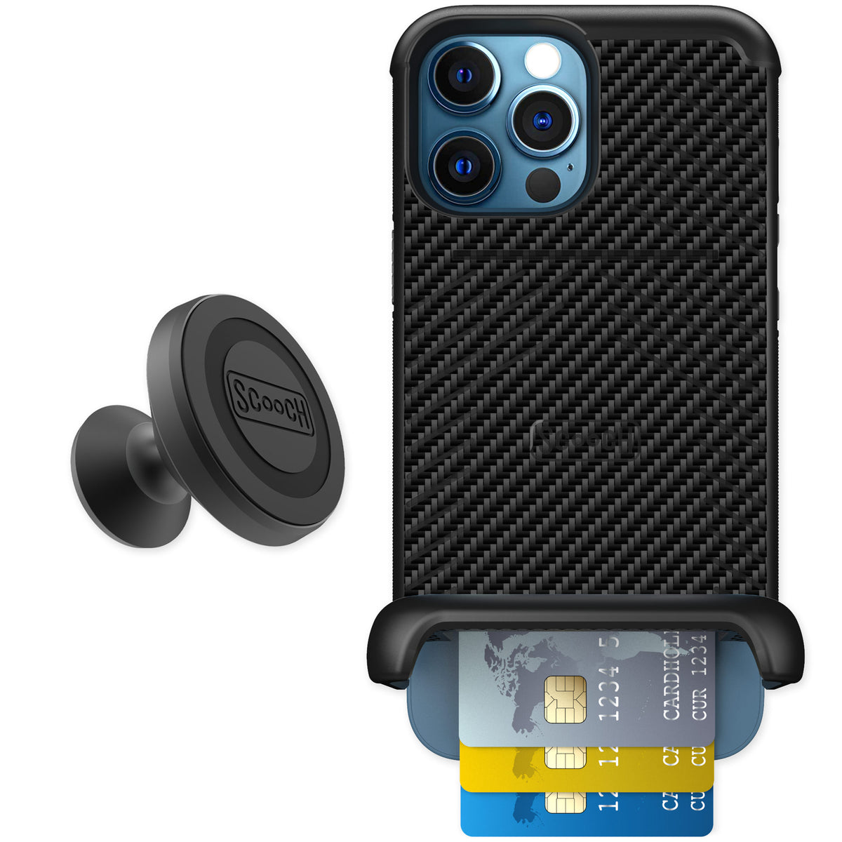 Scooch Wingmate Carbon Fiber for iPhone 12 Pro — Starter Bundle