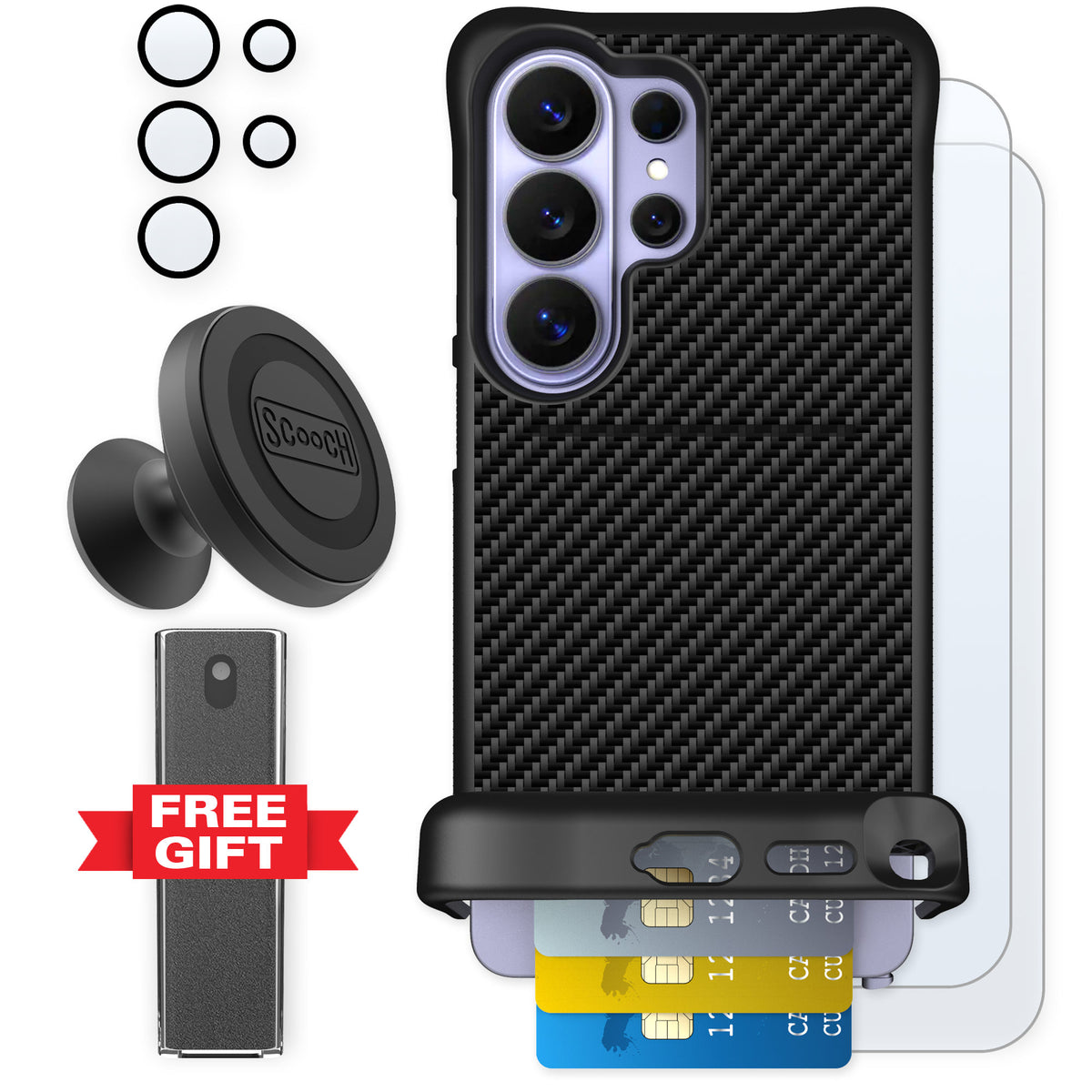 Scooch Wingmate Carbon Fiber for Galaxy S26 Ultra — Defender Bundle