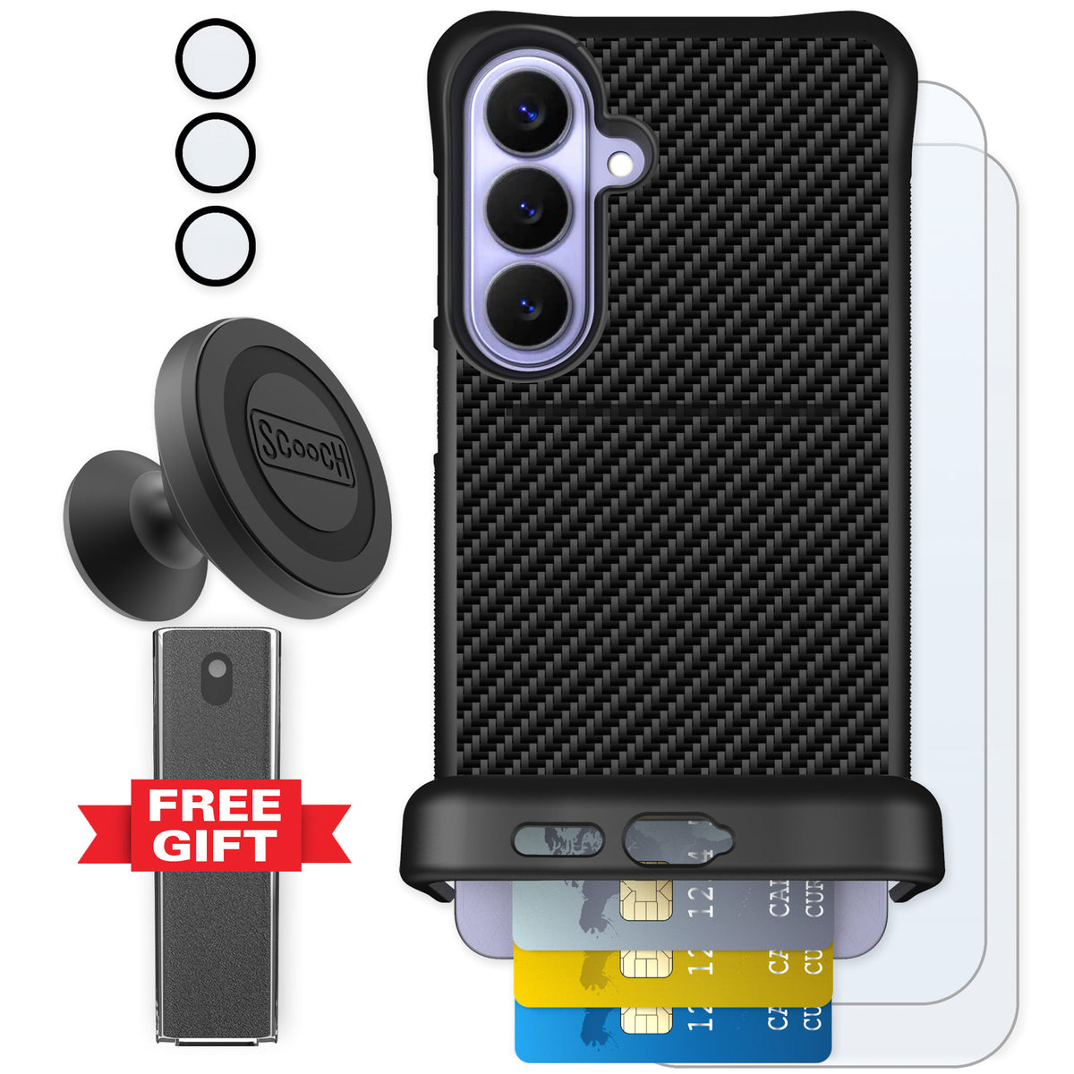 Scooch Wingmate Carbon Fiber for Galaxy S26+ — Defender Bundle