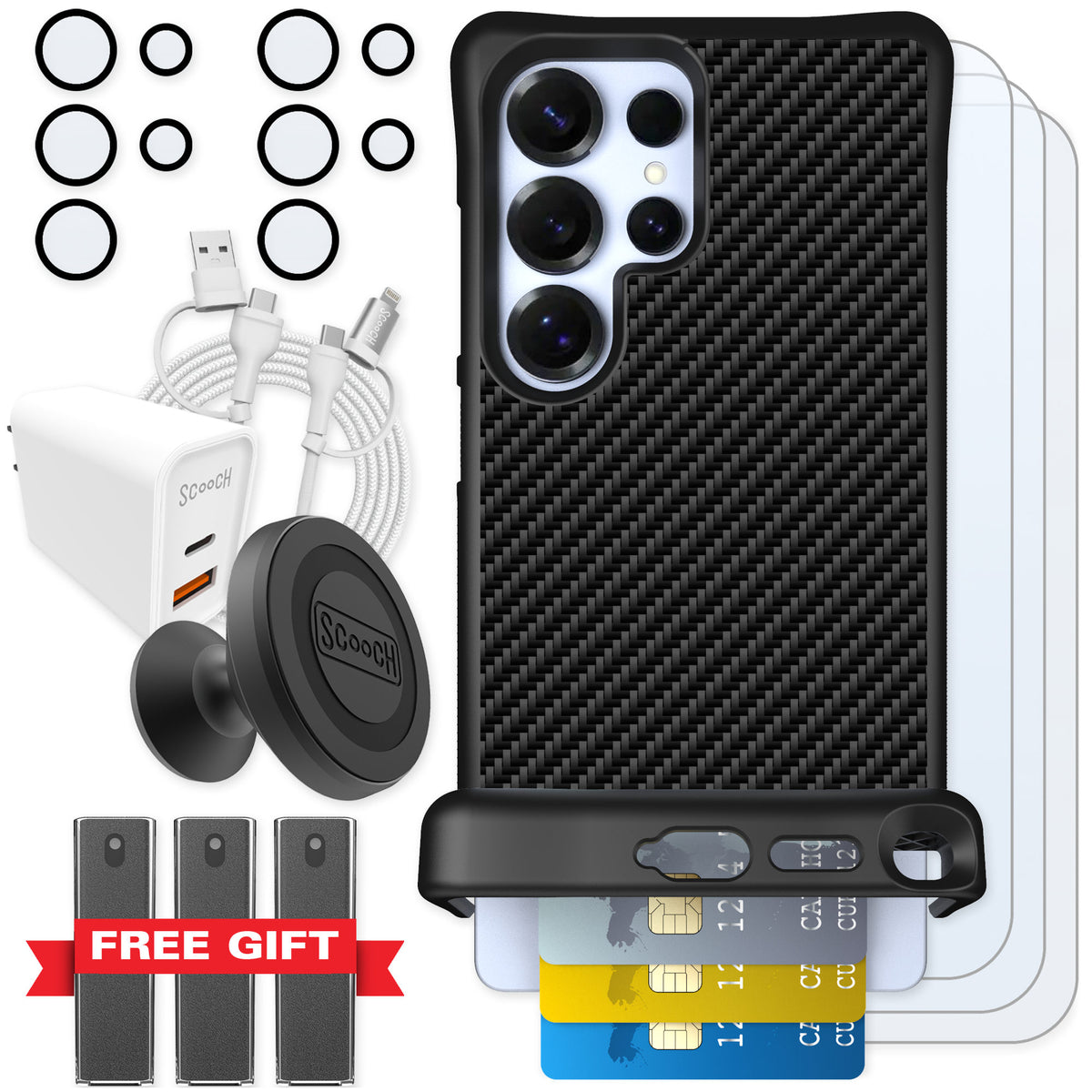 Scooch Wingmate Carbon Fiber for Galaxy S25 Ultra — Ultimate Bundle