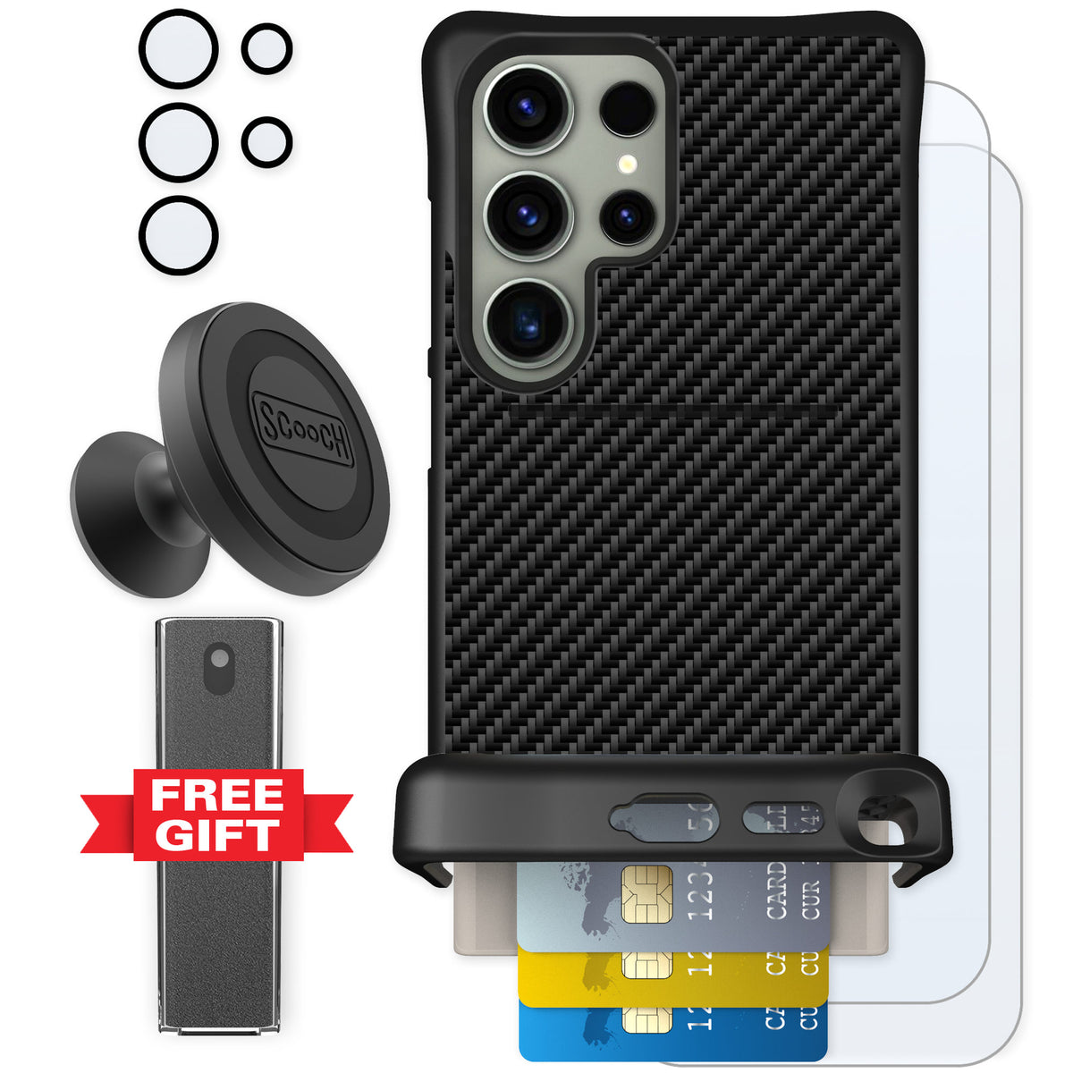 Scooch Wingmate Carbon Fiber for Galaxy S24 Ultra — Defender Bundle