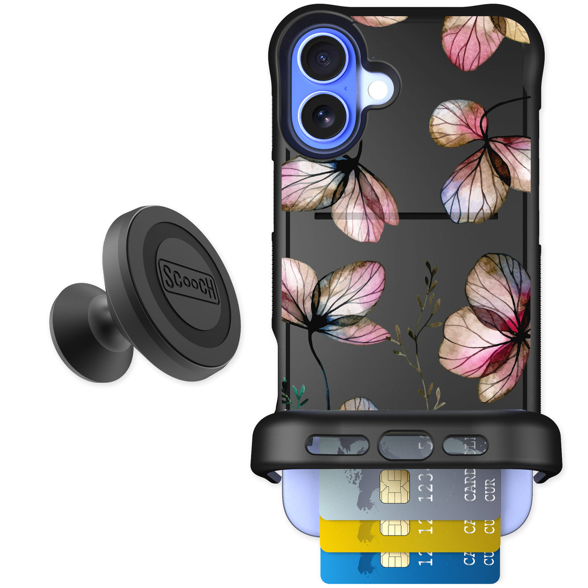 Scooch Wingmate Dried Flowers for iPhone 16 Plus — Starter Bundle