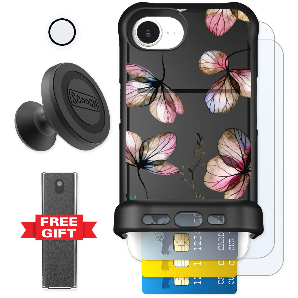 Scooch Wingmate Dried Flowers for iPhone 16e — Defender Bundle