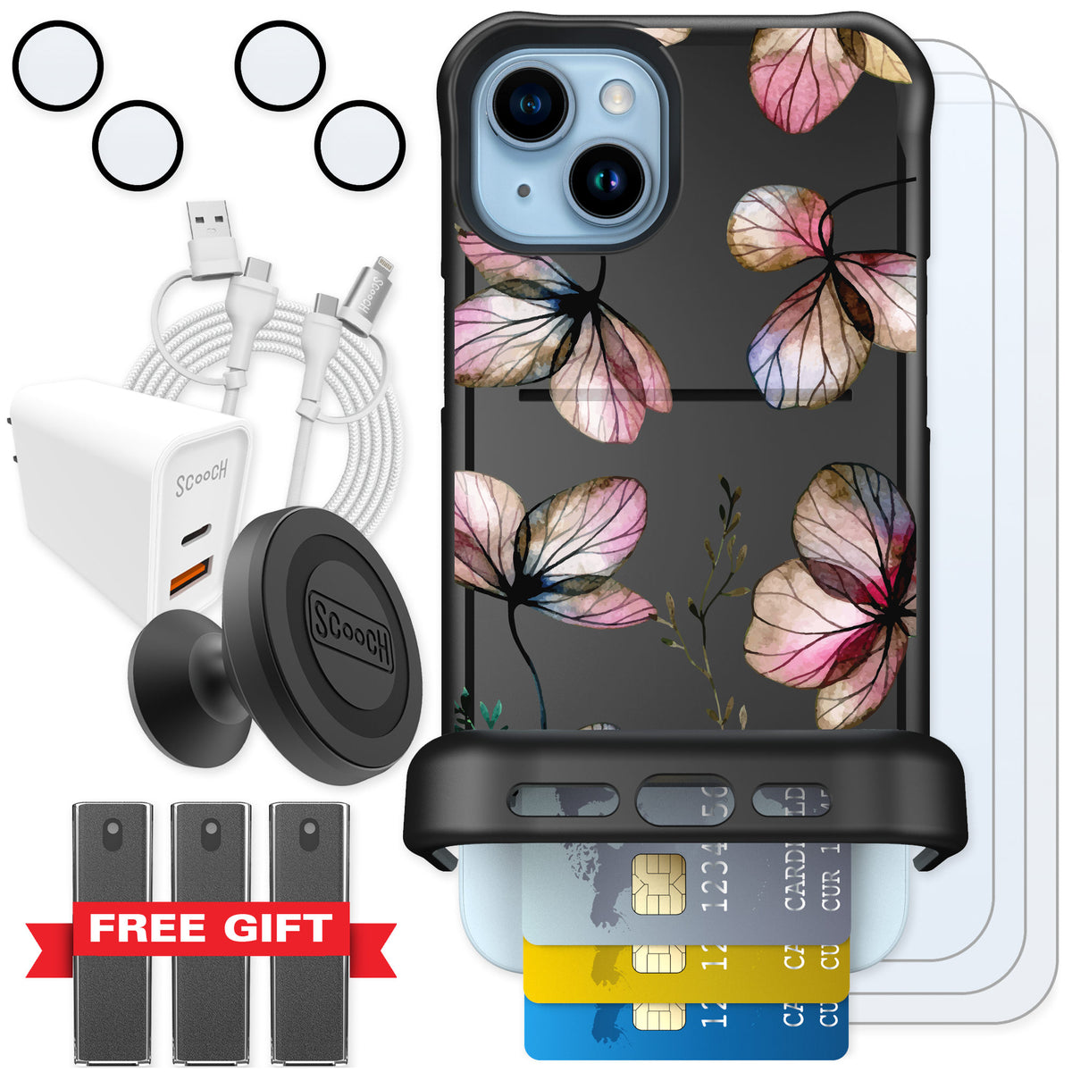 Scooch Wingmate Dried Flowers for iPhone 14 Plus — Ultimate Bundle
