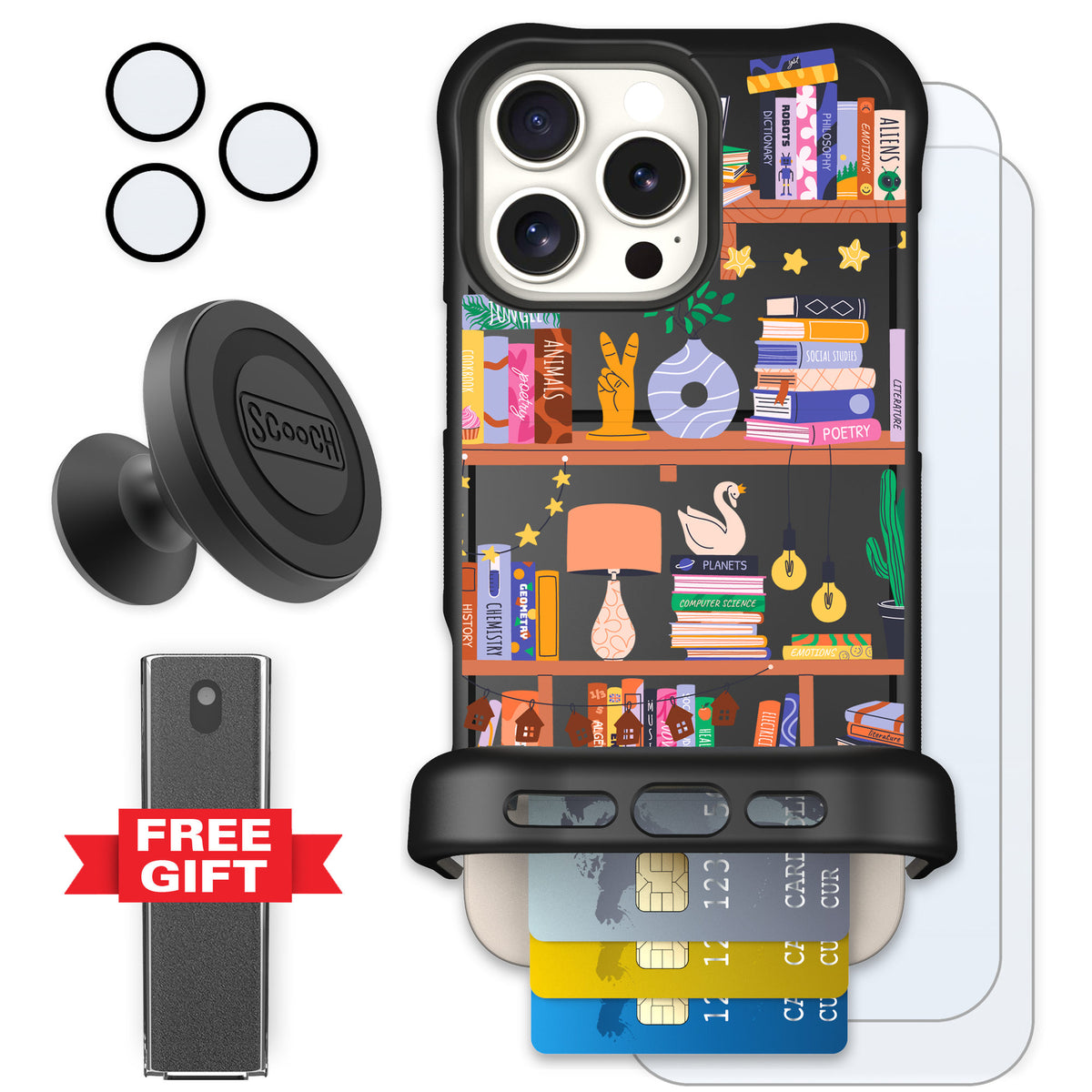 Scooch Wingmate Little Library for iPhone 16 Pro Max — Defender Bundle