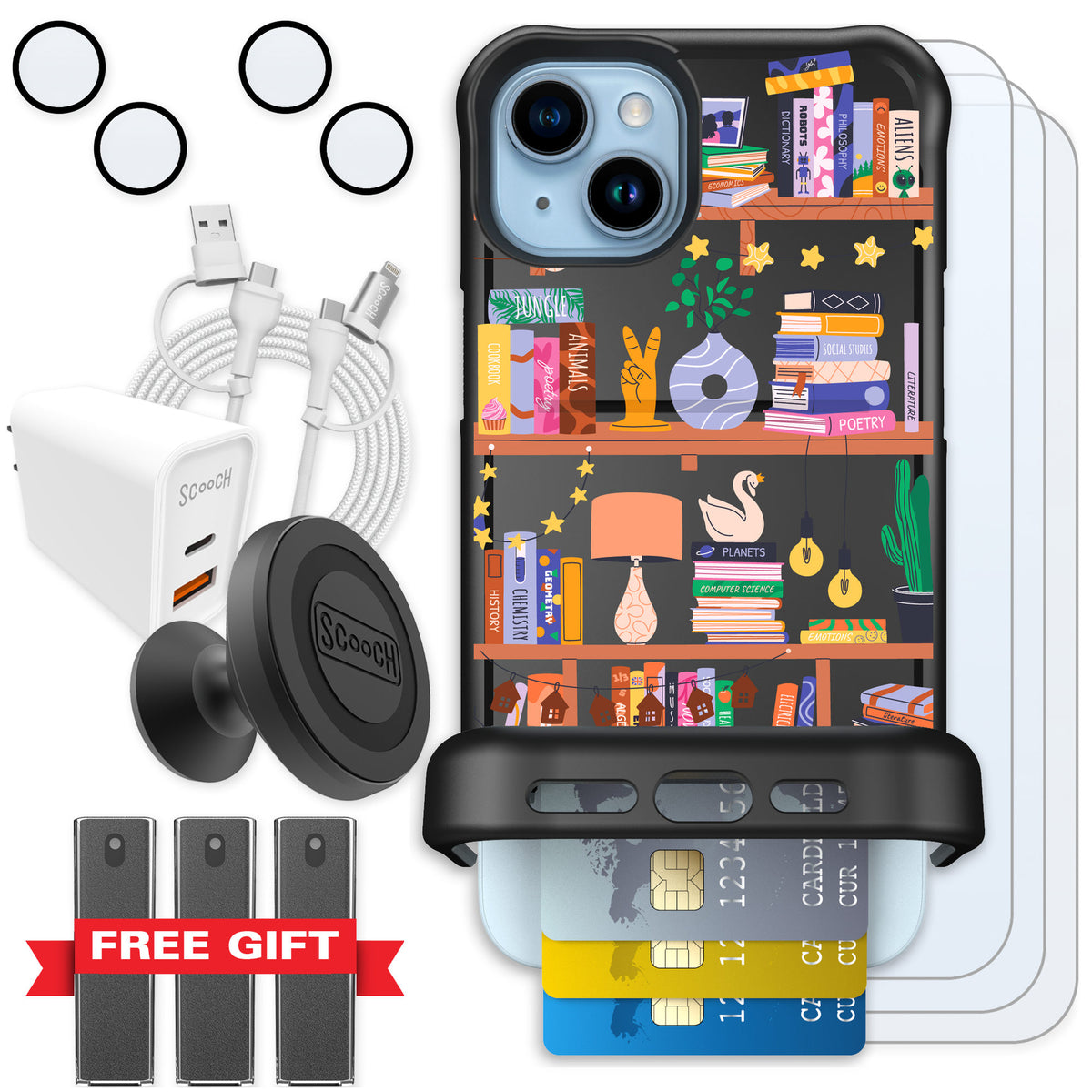 Scooch Wingmate Little Library for iPhone 15 Plus — Ultimate Bundle
