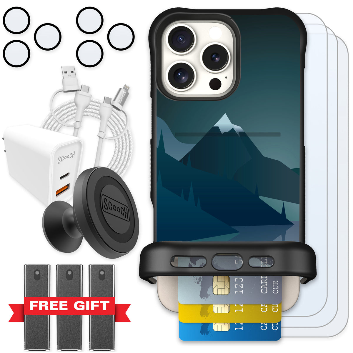 Scooch Wingmate Midnight Ridge for iPhone 16 Pro Max — Ultimate Bundle