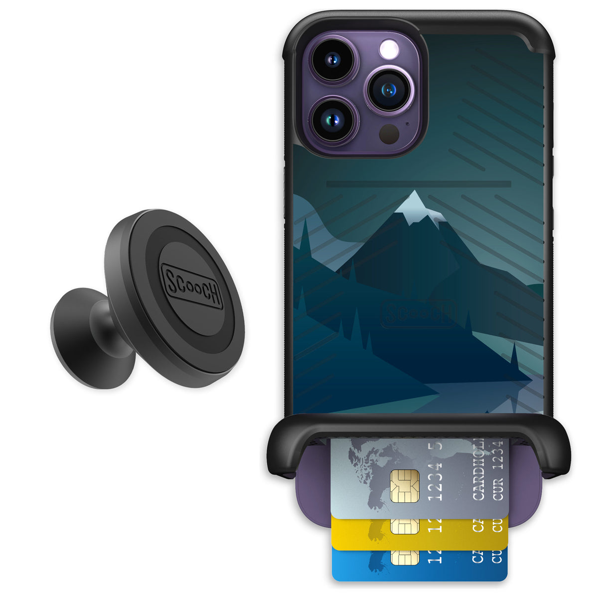 Scooch Wingmate Midnight Ridge for iPhone 14 Pro Max — Starter Bundle