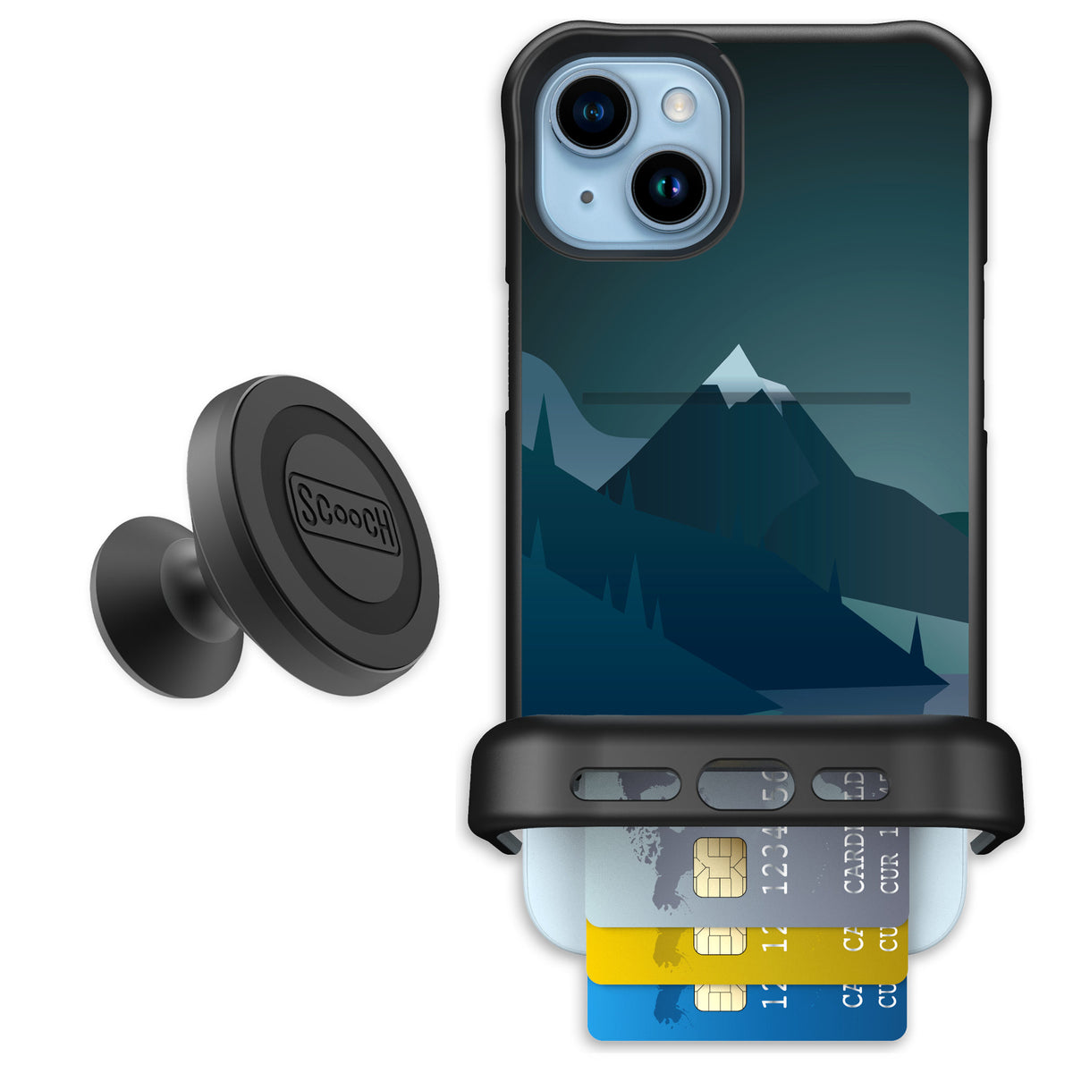 Scooch Wingmate Midnight Ridge for iPhone 14 Plus — Starter Bundle