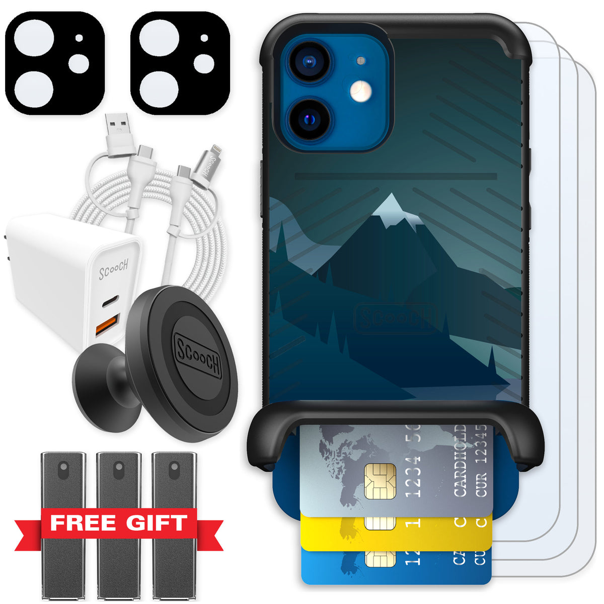 Scooch Wingmate Midnight Ridge for iPhone 12 — Ultimate Bundle