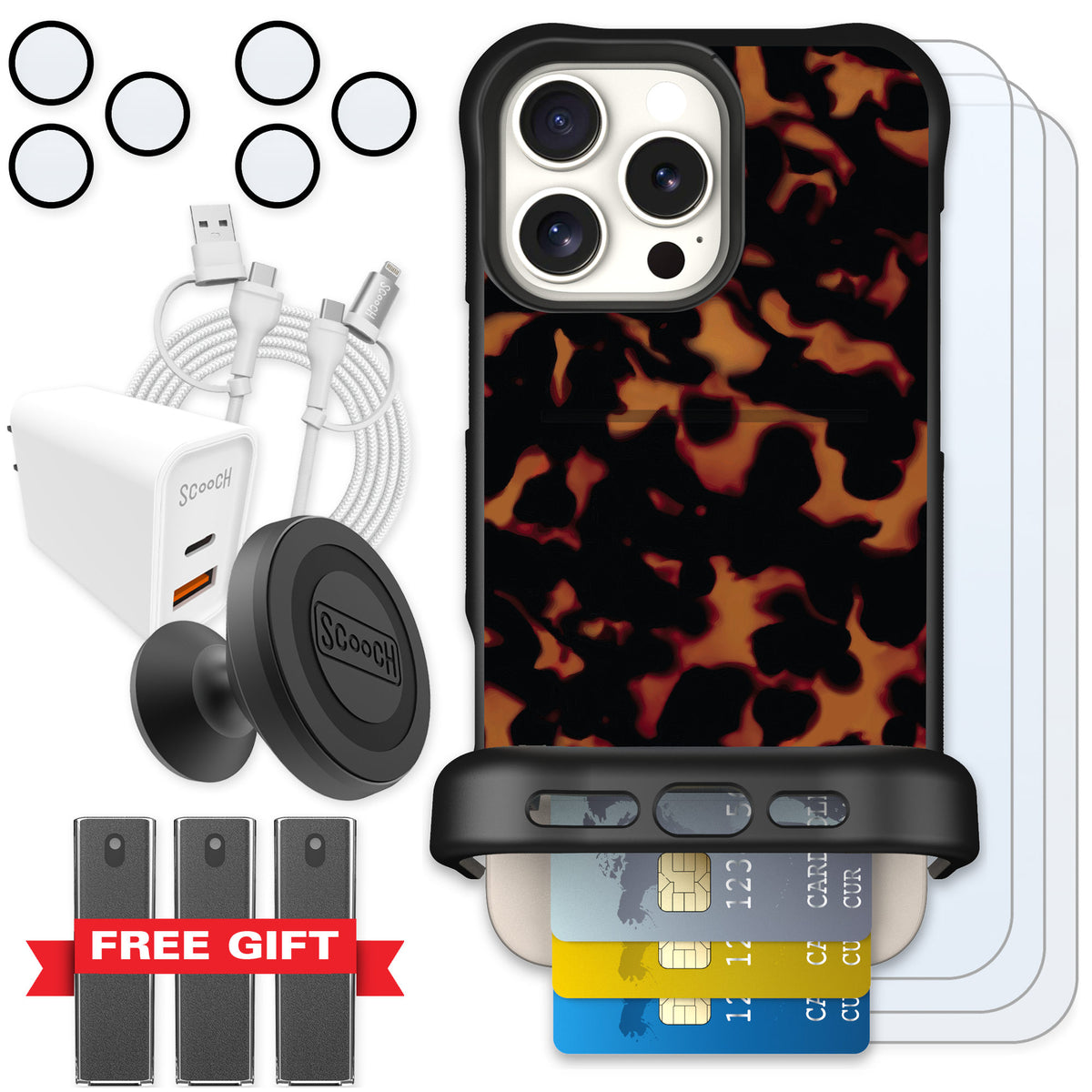 Scooch Wingmate Tortoise Shell for iPhone 16 Pro Max — Ultimate Bundle