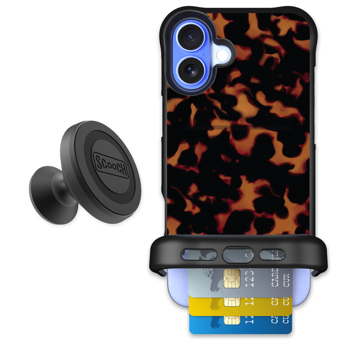 Scooch Wingmate Tortoise Shell for iPhone 16 Plus — Starter Bundle