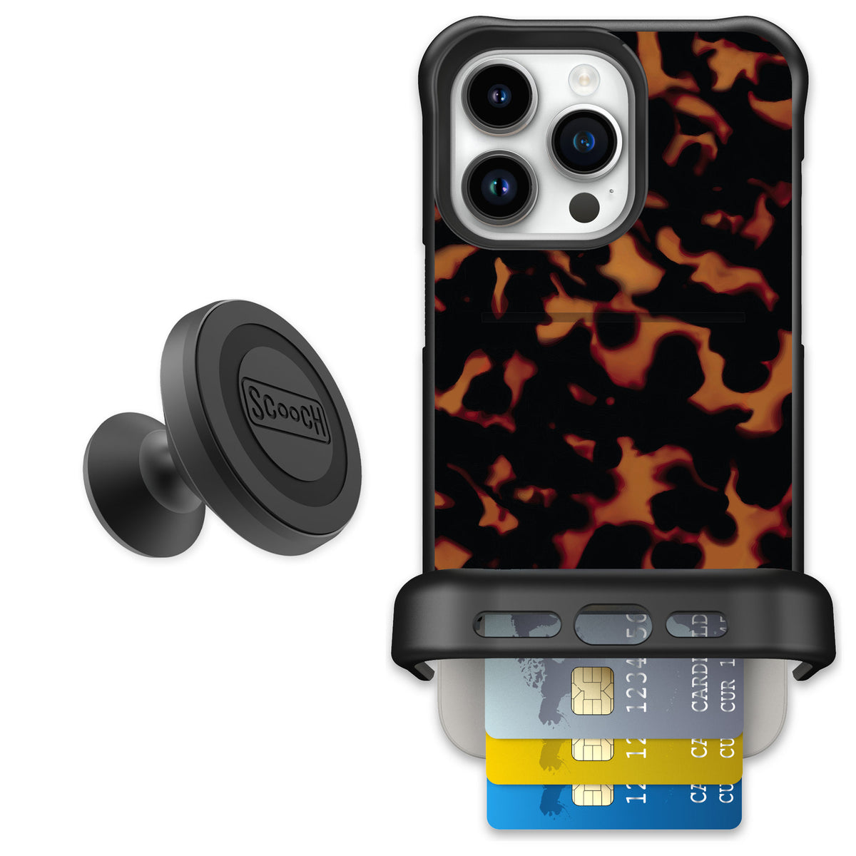 Scooch Wingmate Tortoise Shell for iPhone 15 Pro Max — Starter Bundle