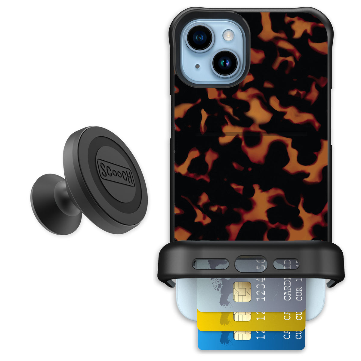 Scooch Wingmate Tortoise Shell for iPhone 15 Plus — Starter Bundle
