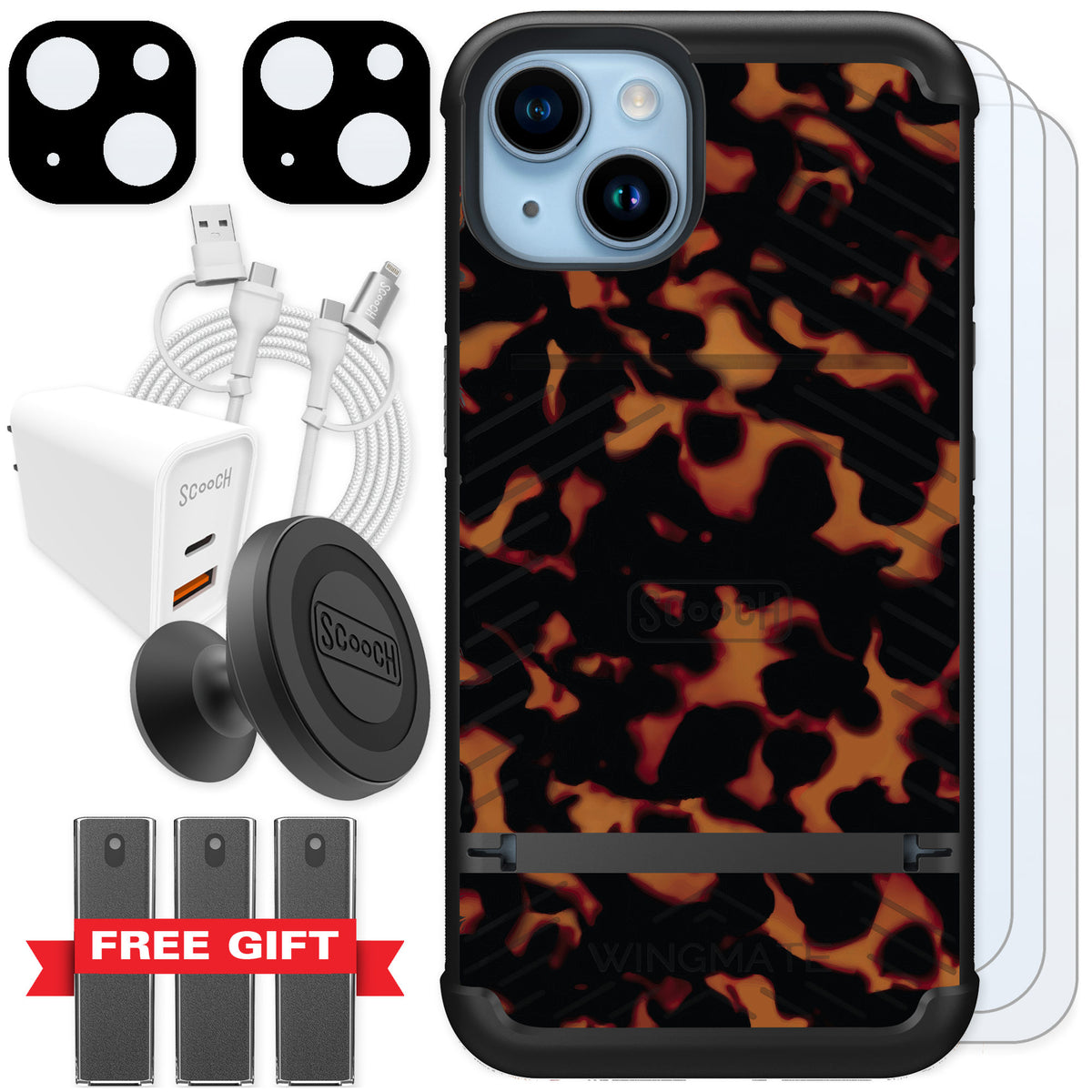 Scooch Wingmate Tortoise Shell for iPhone 14 — Ultimate Bundle