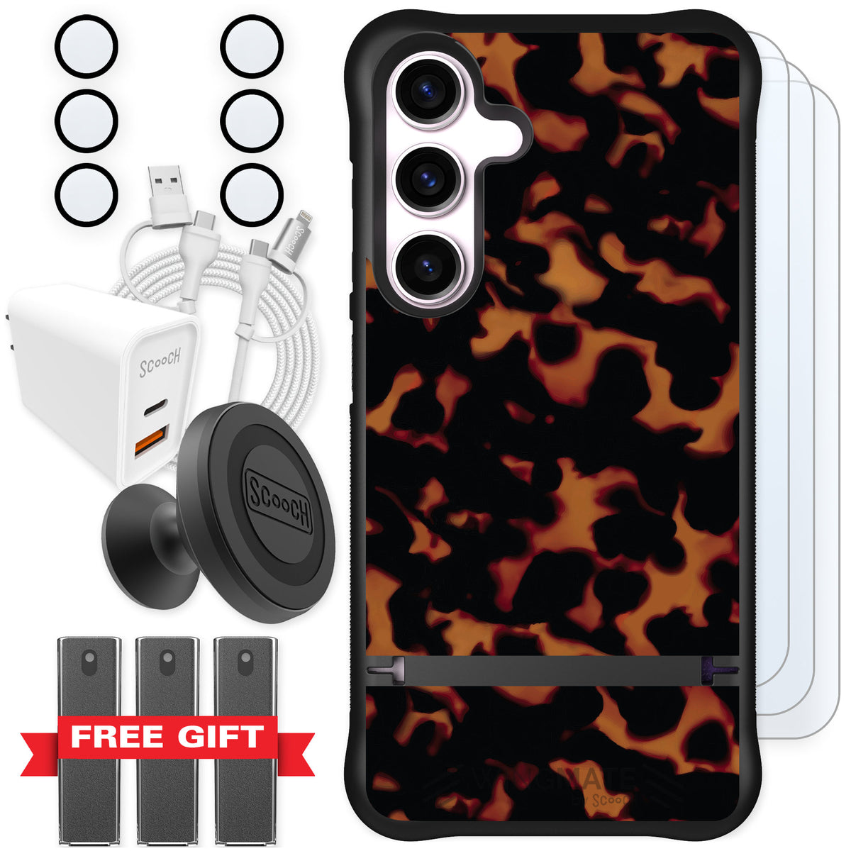 Scooch Wingmate Tortoise Shell for Galaxy S24 — Ultimate Bundle