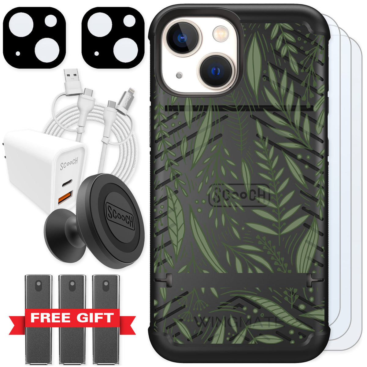 Scooch Wingmate Willow Garden for iPhone 13 mini — Ultimate Bundle