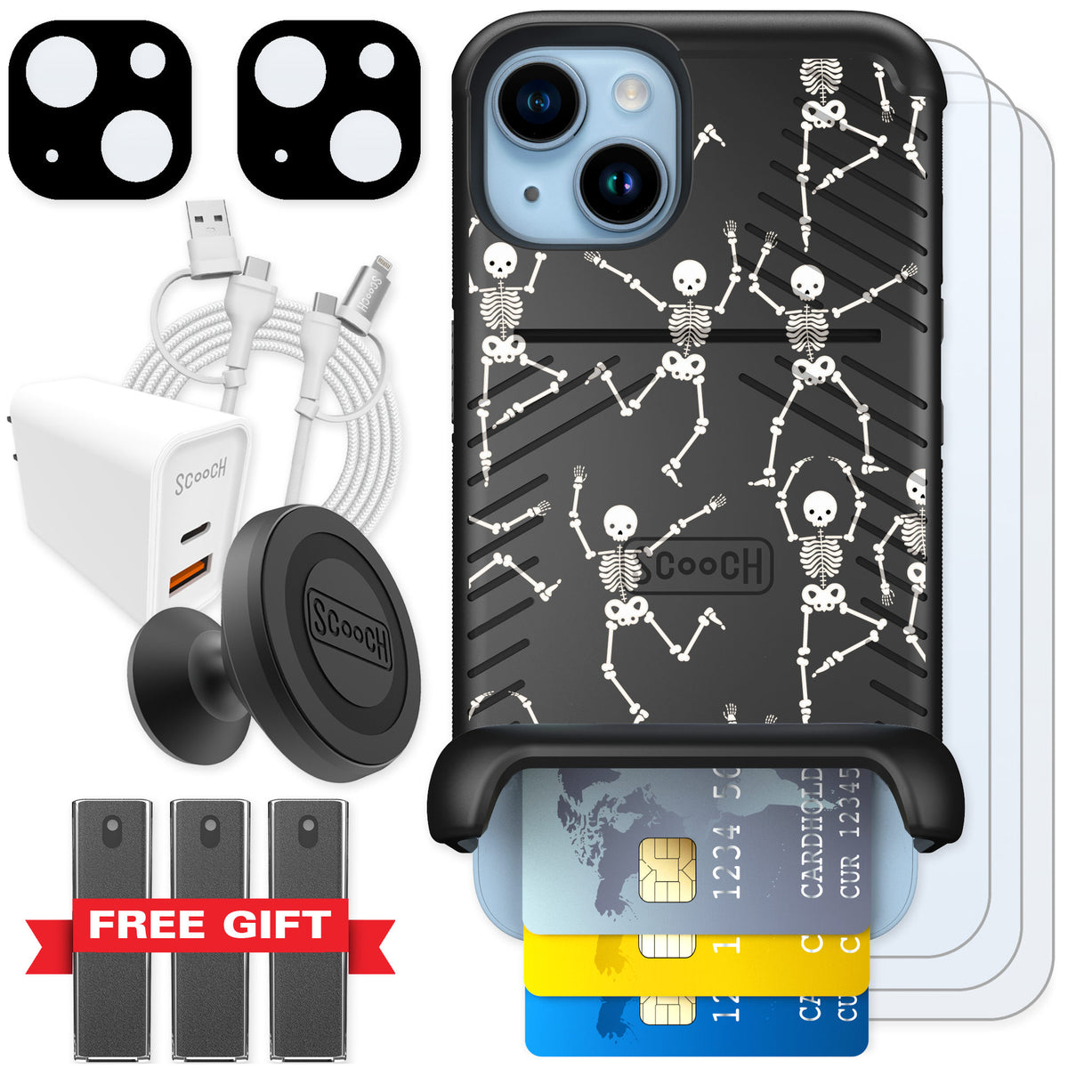 Scooch Wingmate Swinging Skeletons for iPhone 14 — Ultimate Bundle