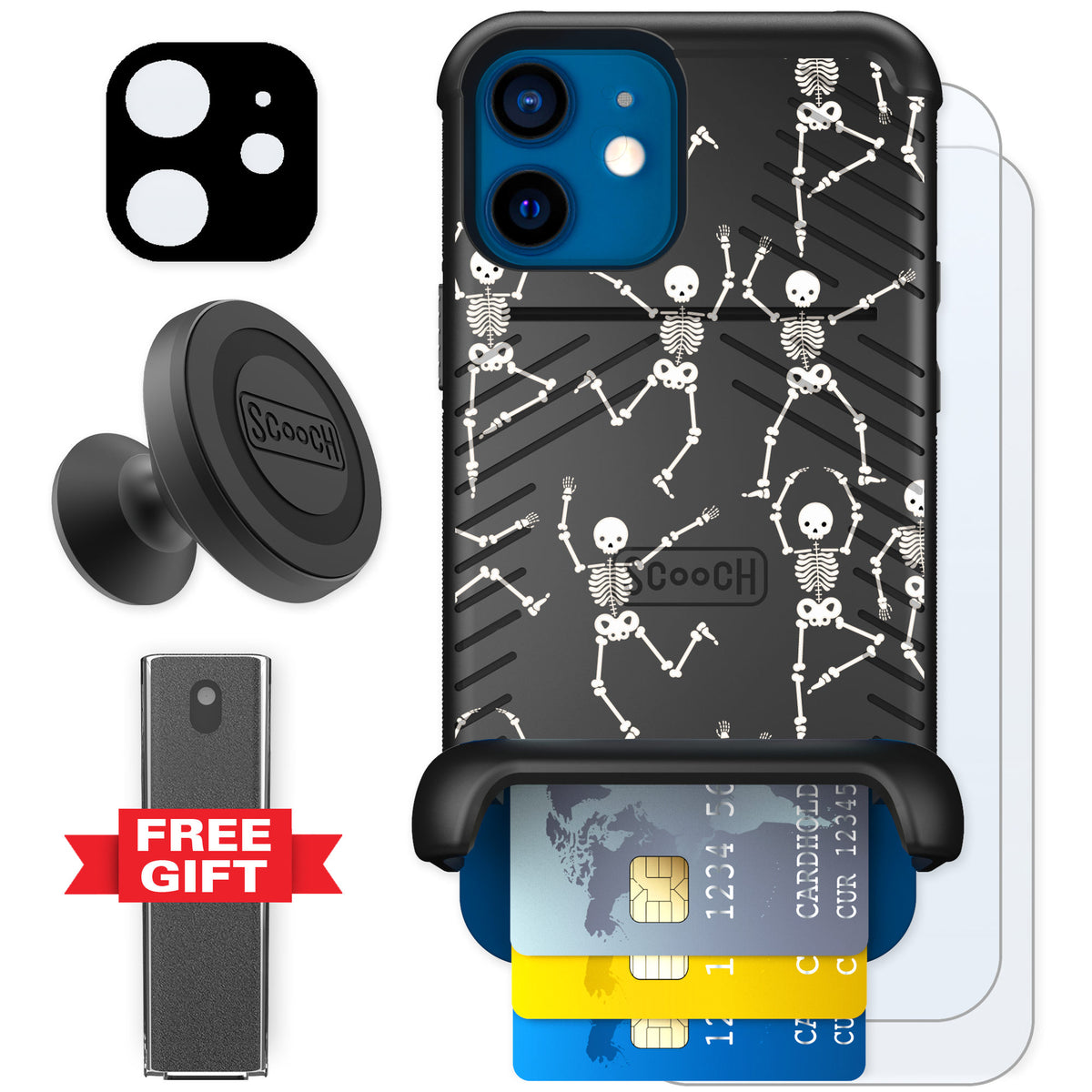 Scooch Wingmate Swinging Skeletons for iPhone 12 — Defender Bundle