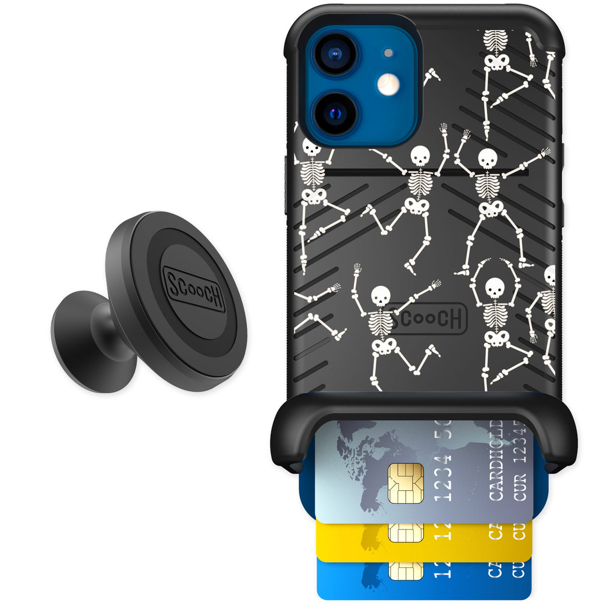 Scooch Wingmate Swinging Skeletons for iPhone 12 mini — Starter Bundle