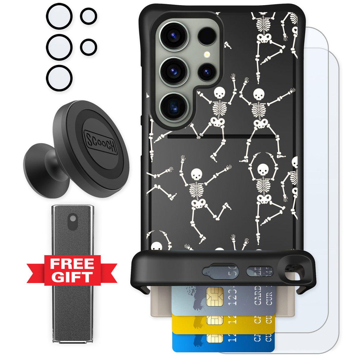 Scooch Wingmate Swinging Skeletons for Galaxy S24 Ultra — Defender Bundle