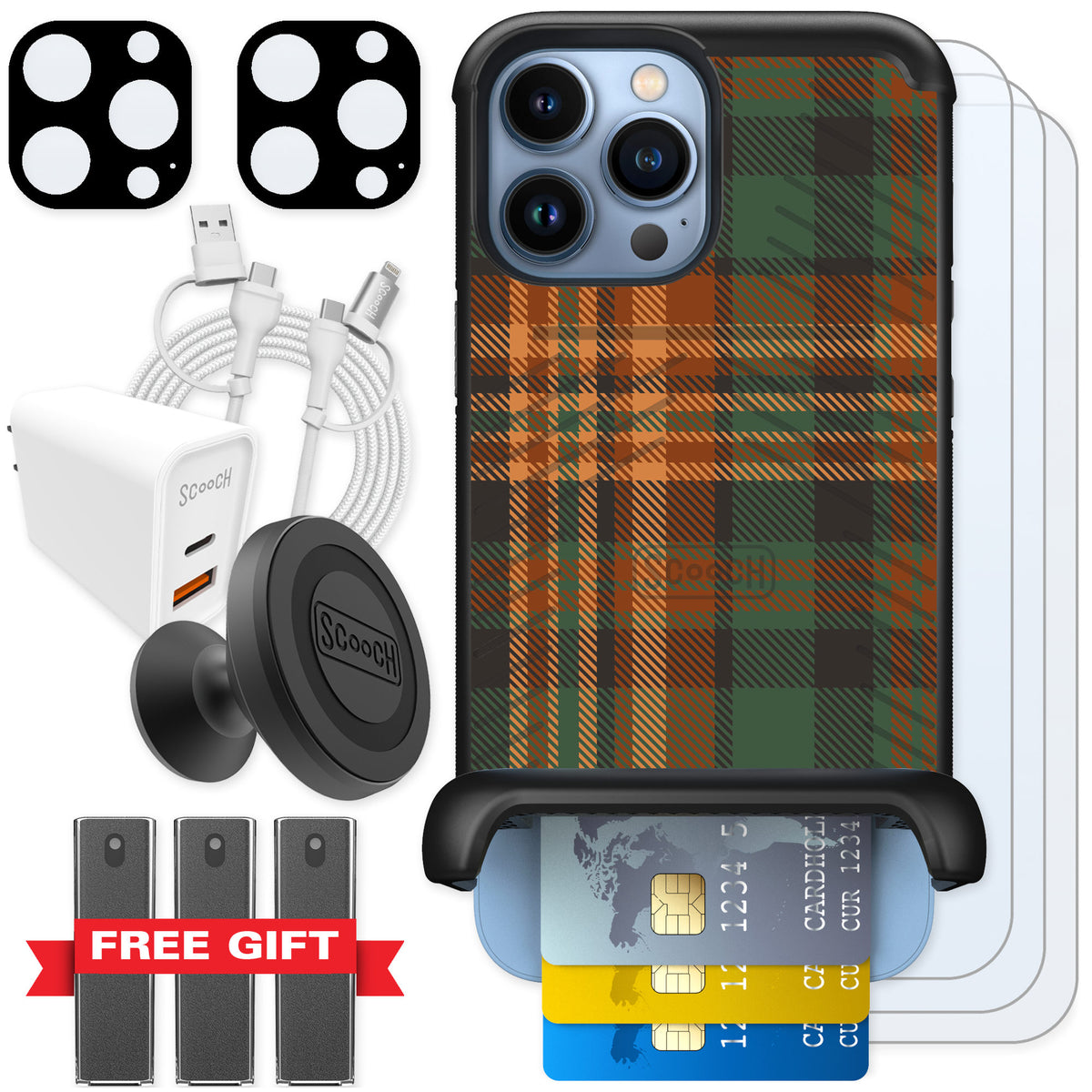 Scooch Wingmate Fall Flannel for iPhone 13 Pro Max — Ultimate Bundle
