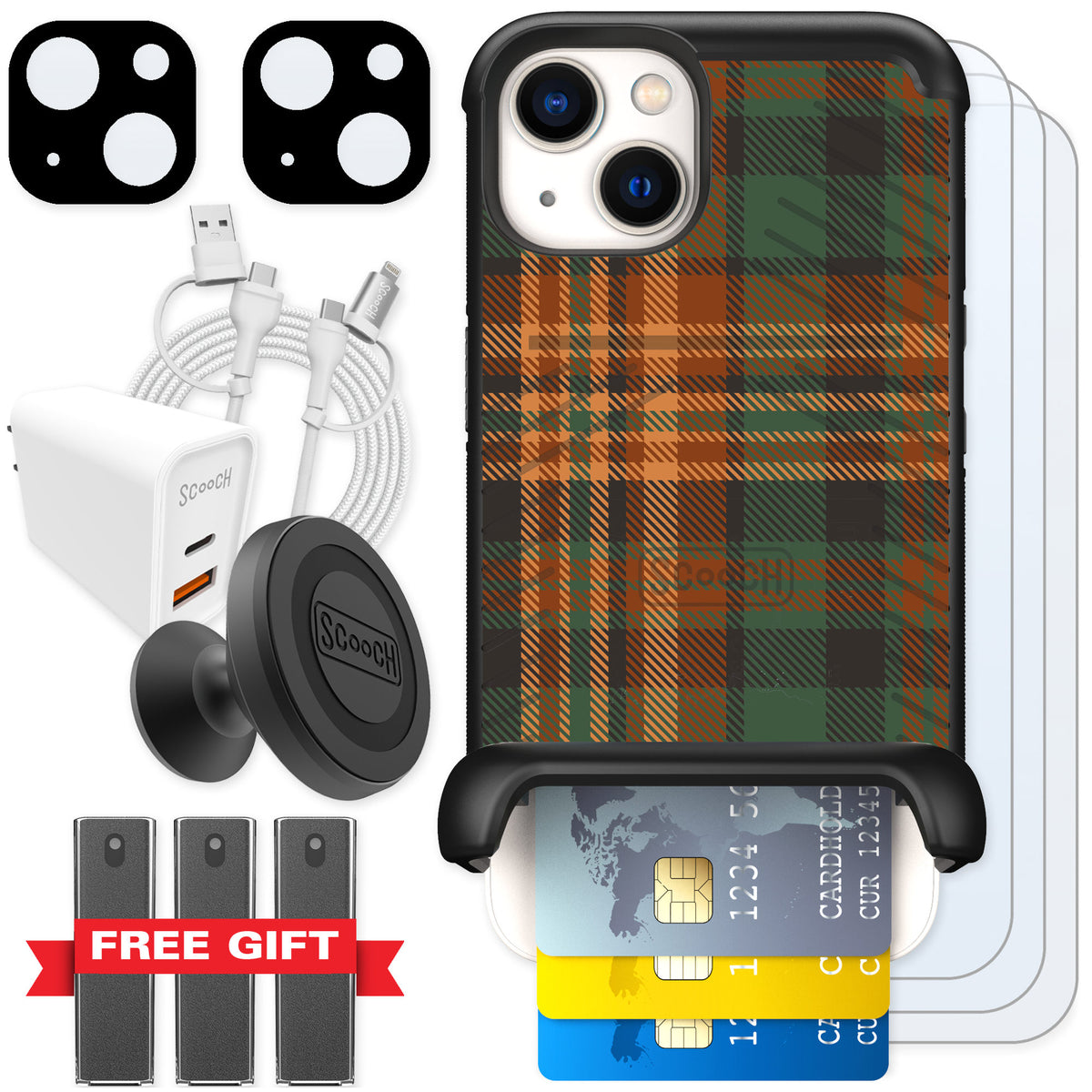 Scooch Wingmate Fall Flannel for iPhone 13 — Ultimate Bundle