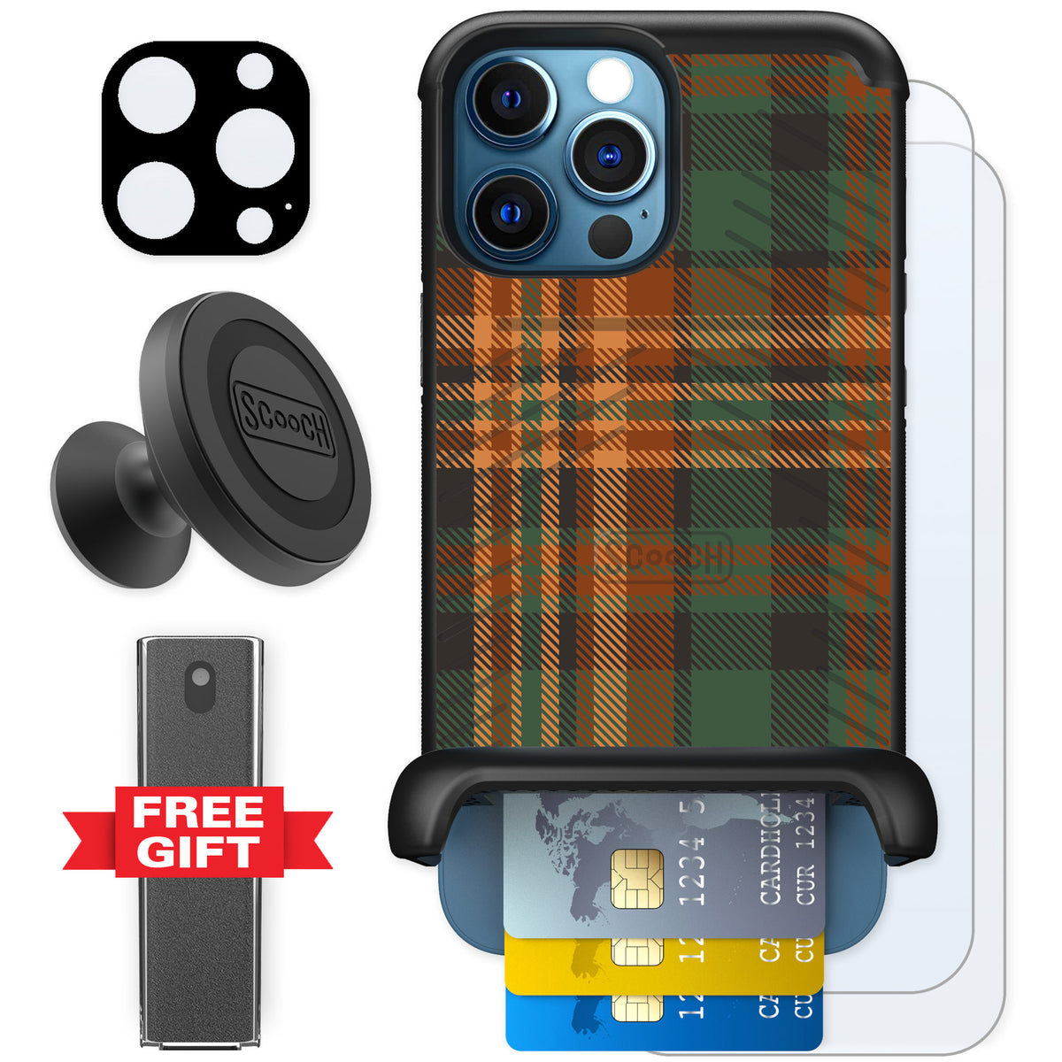 Scooch Wingmate Fall Flannel for iPhone 12 Pro Max — Defender Bundle
