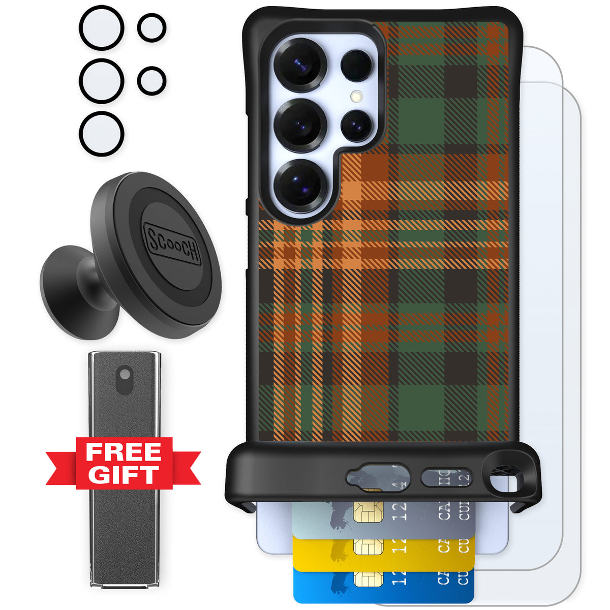 Scooch Wingmate Fall Flannel for Galaxy S25 Ultra — Defender Bundle