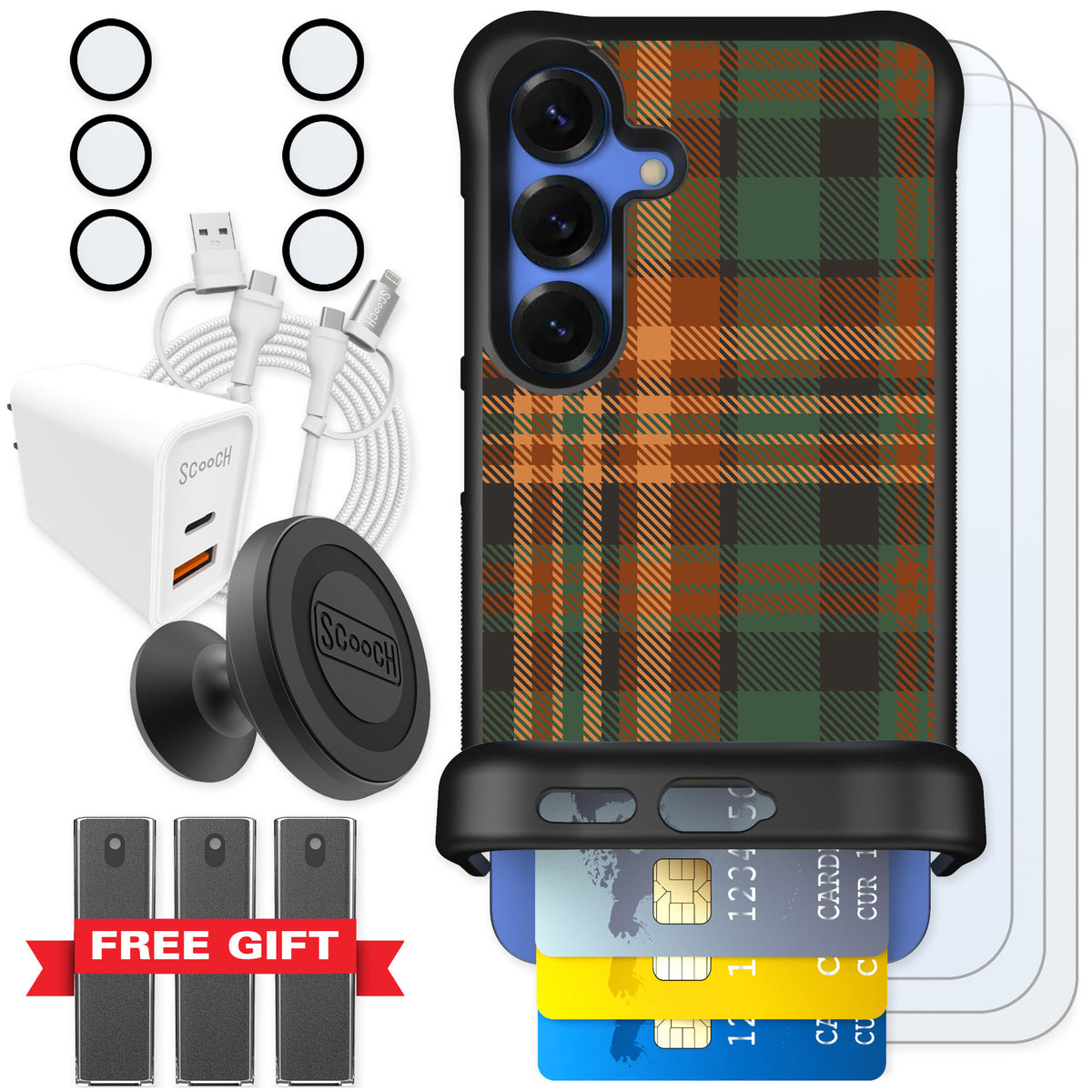 Scooch Wingmate Fall Flannel for Galaxy S25 — Ultimate Bundle