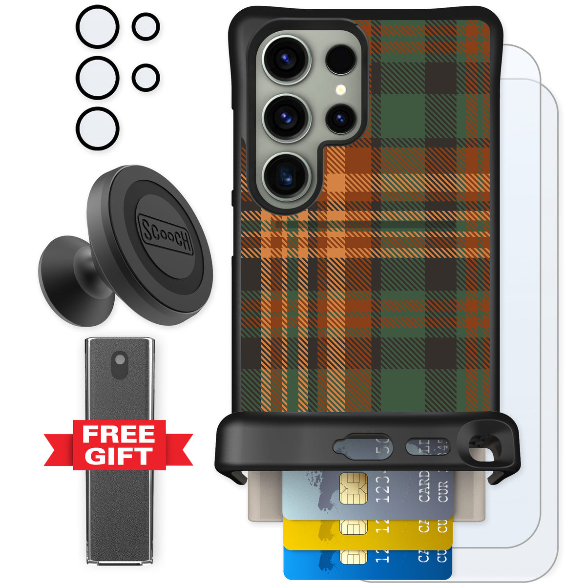 Scooch Wingmate Fall Flannel for Galaxy S24 Ultra — Defender Bundle